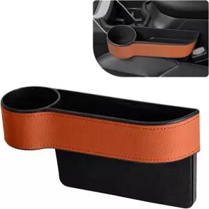 Hbxdeco 카시트 갭 필러 정리함 컵 홀더가 있는 카 콘솔 측면 보관함 휴대폰용 오토 프론트 시트 필수