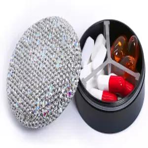 소형 알약 케이스 3구획 금속 원형 휴대용 상자 방수 여행용 정리함 포켓 지갑 의약품 비타민 홀더 EDC