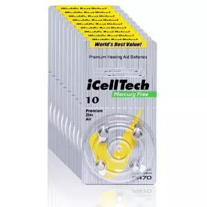 보청기배터리 아이셀텍 10번 노랑색 40알