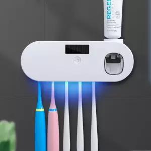 퓨어온 태양광충전 무선 칫솔살균기(화이트) UVC LEDUVC UV LED 벽걸이 부착식 가정용 식살균기 소독기 자