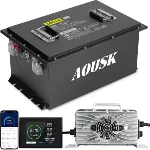골프 카트용 AUSK 36V 105Ah 리튬 배터리 스마트 200A BMS 내장 터치 모니터 및 모바일 앱 4000회 이상
