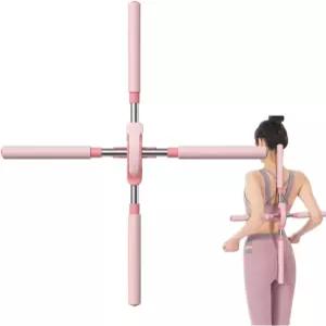 자세 교정기 요가 크로스 스틱 스트레칭 도구 접이식 혹등 교정 허리 펴기 교정기핑크색