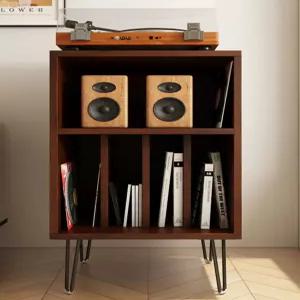 lp 정리대 턴테이블 업그레이드 받침대 판 수납장 캐비닛 원목 선반 호두색 진열장 엘피판