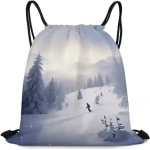 BTCOWZRV 겨울 스키 드로스트링 백팩 재사용 가능한 방수 신발 가방 여행용 대용량 허니콤 패브릭 수영