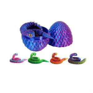 신상 3D 프린팅 뱀 해 장난감 피규어 세트, 관절 가동형 뱀 피규어 야광 모델