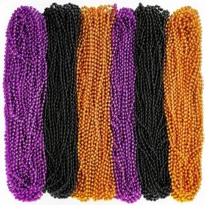 EOBOH 할로윈 구슬 100개 퍼플 블랙 오렌지 파티 추천 33인치 장난감 목걸이 액세서리 트릭 또는 간식