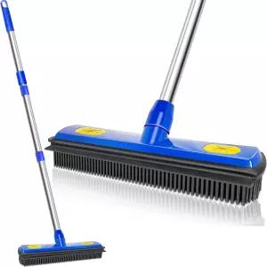 AODOZO 애완동물 털 제거 빗자루 58인치 신축성 손잡이 포함 카펫 러그 매트 하드우드 타일 창문용 모피