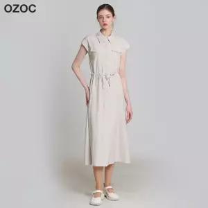 오조크 나일론 민소매 카라 A라인 원피스