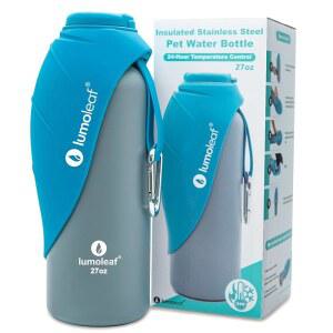 루모 단열 개 물병 27온스 스테인리스 스틸 - 물을 차갑게 또는 따뜻하게 유지하고 휴대용 애완동물 물병, 여행용 넓은 입으로 얼음 채우기 및 청소가 용이합니다