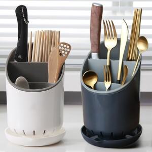 1개 플라스틱 식기 보관 랙 수저통 칼 스푼 포크 배수구 트레이  가정호환용