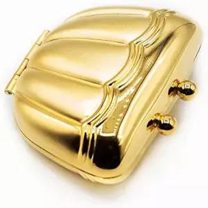 골드 클래식 지갑 모양의 포켓 휴대용 여행용 알약 상자 및 약 정리함큰 구획 1개