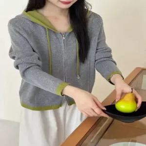 타노스여성용 가을 캐주얼 스웨터 카디건 간절기 긴팔 데일리룩 후드 KUK3