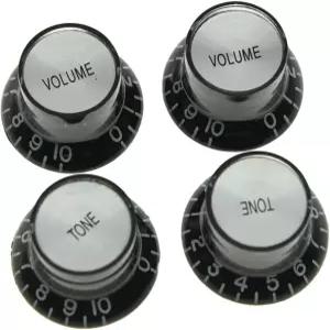 SG 에피폰 레 폴을 위한 Dopro 4개의 LP 기타 리플렉터 노브 블랙 크롬 캡 탑 모자 포함