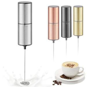 엘엠웨이 배터리 작동 커피 프로더, 스테인리스 스틸 전기 거품기, 커피, 라떼, 말차 및 단백질 파우더용 미니 밀크 프로더(스탠드 없는 은색)