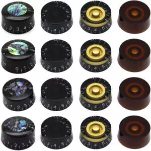 삼헤롬 4가지 색상 16pc 클래식 다크 컬러 전기 기타 노브 상단 모자 볼륨 톤 조절 회전 속도 빈티지 페달