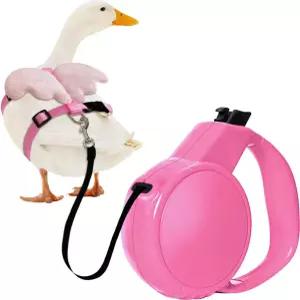 트랙션 로프 조절 가능한 가슴끈 자동 접이식 목줄이 있는 라라 펫 덕 하네스 콜 덕스 치킨 구스 핑크 XS용