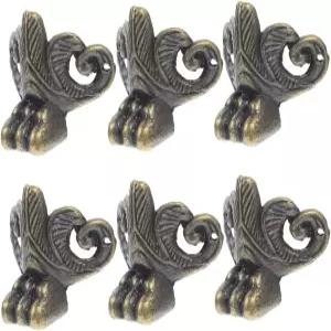 유니모어 6pcs 빈티지 메탈 우드 박스 피트 가구 다리 장식 모서리 보호대 및 케이스 레트로 베이스 앤티크