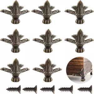 20개의 레트로 디자인 앤티크 황동 상자 다리 나무 케이스 보석 보관함 발 모서리 보호대 빈티지 선물 와인