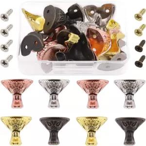 Swpeet 12 세트 빈티지 앤티크 4 가지 색상 골드 실버 로즈 박스 다리 보호대 어울리는 나사 모음 키트