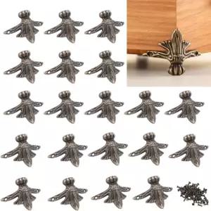 WJPFZSO 20Pcs 빈티지 브론즈 박스 다리 보호대 나무 케이스 보석 상자 보관 코너
