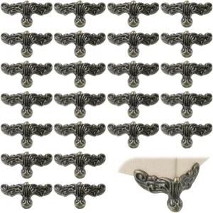 스누비아엑스 24 PCS 앤티크 황동 상자 다리 장식용 하드웨어가 있는 빈티지 청동 나무 케이스 발 보석