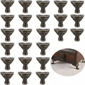 Olddag 24pcs 앤티크 황동 상자 다리 하드웨어 보석 모서리 보호대 장식 선물 나무 케이스 빈티지 청동