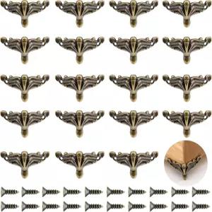 비베토이 20 PCS 레트로 브론즈 주얼리 박스 피트 아연 합금 나무 케이스 장식 다리 모서리 보호대 수납