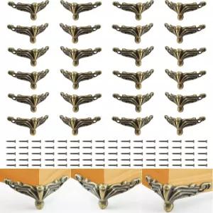 우드 케이스 보석함 보관 코너용 Olddag 24 PCS 앤티크 황동 상자 다리 발 나무 장식 엠보싱용 프로텍터