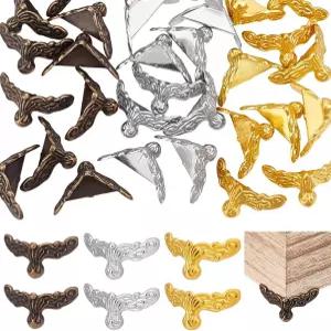 PH PandaHall 36pcs 3가지 색상의 보석 상자 발 나무 케이스 모서리 보호대 앤티크 다리 선물 하드웨어