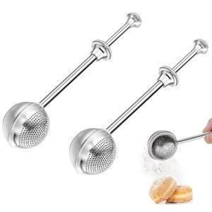 스테인리스 스틸 밀가루 체와 뚜껑이 있는 분말 슈가 셰이커 더스트 - 베이킹, 밀가루, 향신료 및 시럽 설탕 디스펜서용 미니 거품기