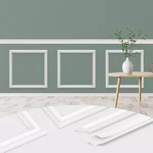 DOOKIE 필 앤 스틱 벽 몰딩 키트 인테리어 홈 장식 거실 프리컷 웨인스코팅 패널 자가 접착 준비 완료 흰색