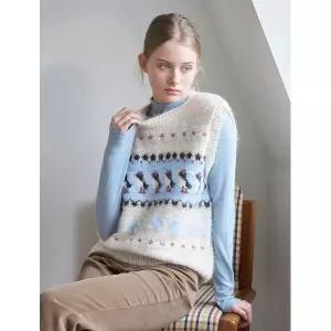 르샵 라운드넥 펭귄 자수 패턴 니트 베스트 DP4VW010A 1179699