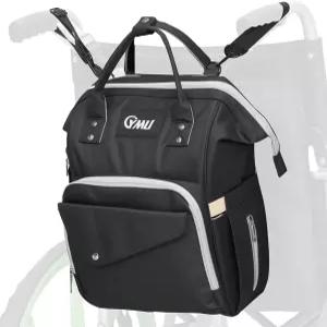 걸 수 있는 YMU 휠체어 가방 백팩 보관 구비된 컵 홀더 의약품용 단열 포켓 전동 캐리어 블랙