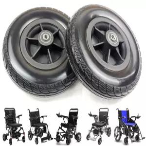 7인치 휠체어 휠 휴대용 및 경량 전동 폴리우레탄 교체 캐스터 5/16인치 8mm 베어링 샤프트 높이 범용 부품