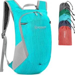 ZOMAKE 초경량 패커블 백팩 18L 소형 접이식 하이킹 방수 데이팩 여행용 아쿠아 블루