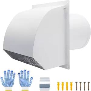 주방 욕실 세탁 차고 환기 및 배기를 위한 8인치 아연 도금 스틸 후드 벽 통풍구 메쉬 커버 댐퍼가 있는 호