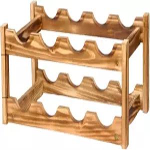 냉장고 캐비닛 조리대 와인병 홀더 물병 정리함 식료품 저장실 조립 불필요한 목재 스태커블 랙