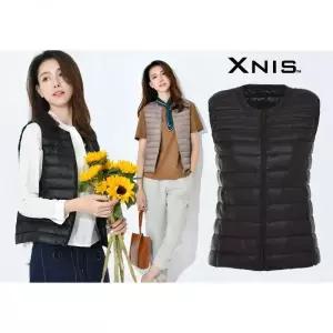 엑스니스 덕다운 조끼 지퍼 경량 패딩 베스트 후드 여성 여자 오리털 100% 1183888