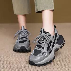 여성 가을 캐주얼 MN 러닝화 두층소가죽 통굽 운동화 스트랩 화 인기3