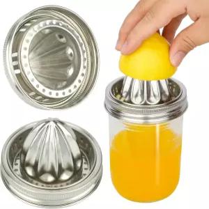 QSYZAIL 메이슨 병용 2개 주스기 뚜껑 3.38인치 와이드 마우스 스테인리스 오렌지 레몬 핸드 스퀴저 수동