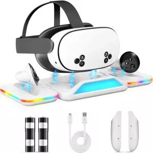 메타 퀘스트 3/3S용 접이식 충전 도크 VR 헤드셋 및 컨트롤러용 마그네틱 오큘러스 3/3S 충전소 2개의