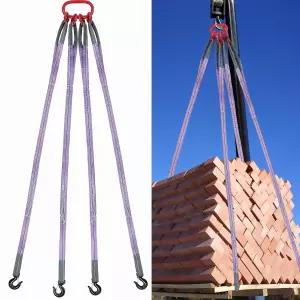 엔진 호이스트 리프트 체인 견인을 위한 4개의 다리 그립 후크와 조절기 폴리에스터 리깅 스트랩이 있는