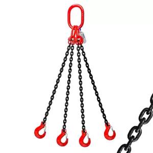 SENKEYFE 3 톤 체인 슬링 1/4 인치 x 5 피트 리프팅 4 다리 산업용 그립 후크 6600LBS 용량 G80 합금 강철