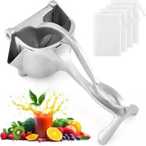 핸드 착즙기 압착기 + 필터 백 4개 알루미늄 합금 수동 프레스 이지 클린 감귤류 과일에 이상적 레몬 라임