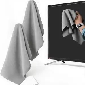 2팩 초대형 극세사 천 - TV 모니터 창문 거울 안경 VR 카메라 등 ( 16x16인치 )를 위한 줄무늬 없는 청소