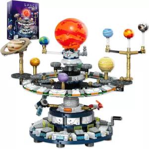 로야치 회전식 태양계 빌딩 세트 우주 탐험 블록 12-14세 이상 청소년을 위한 생일용 장난감 963개