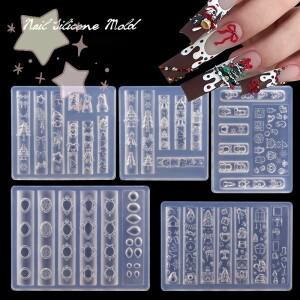 크리스마스 눈사람 트리 3D 네일 몰드 눈송이 장식 DIY 디자인 실리콘 매니큐어 아트