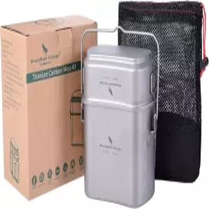 뚜껑이 있는 무한 항해 티타늄 메시 키트 걸이 냄비 컵 접이식 손잡이 야외 캠핑 요리 세트 초경량 휴대용