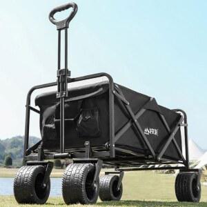 접이식 캠핑 카트 웨건 대차 웨일크루 뒷문개방 5인치 파라솔 야외활동 의자 핸들