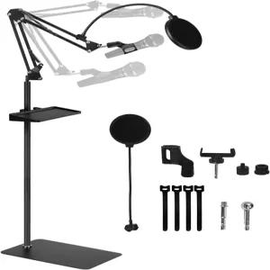 블루 예티 나노 스노우볼 하이퍼엑스 쿼드캐스트 SM7B MV7 피핀 K688 및 기타 마이크용 스탠드 바닥 붐 암
